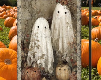 Halloween Ghostly Yard Art Sublimation Design, Holiday Garden Flag, Digital Download 3070
