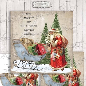 The Magic Of Christmas Never Ends Print, Holiday Wall Art, Printable, 8x8, Inspirational, Santa, Sleigh, Digital Download 1930
