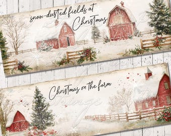 Christmas Farm Life Art Design, Labels, Block Art, Shelf Sitter, Collage, Digital Download 2738