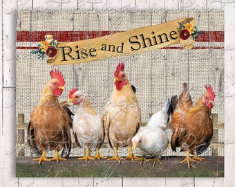 Rise and Shine Printable, 8x10 Farmhouse Sign, Primitive Print, Instant Digital Download #1564