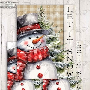 Let It Snow-Snowman, Digital Print, Winter 8x10 Art Sign, PNG, Sublimation, Printable Wall Art, Primitive, Instant Download #2195