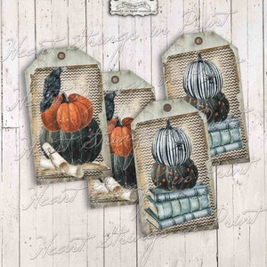 Grungy Halloween Pumpkin Printable Tags, Gift Tags, 2x3.5 inch, Collage Sheet, Instant Digital Download #1849