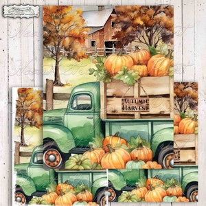Autumn Harvest Pumpkin Truck Digital Print, 8x10 Art Sign, PNG, Sublimation, Printable Wall Art, Primitive, Instant Download #2138