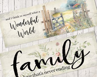 Primitive Wonderful World And Family Art Designs, Labels, Block Art, Shelf Sitter, Collage, Digital Download 2082