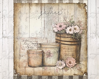 Grungy Farmhouse Gather Print, Wall Art, Printable, Primitive, 8x10, Digital Download 2988