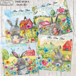 Comment pousse votre jardin fantaisiste, imprimable, printemps, sous-verres, feuille de collage, éphémères, prim, téléchargement immédiat, fichier JPG n° 2530