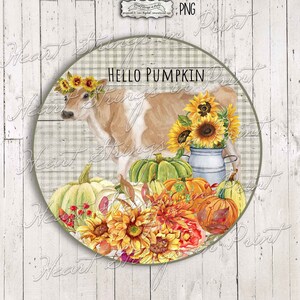 Hallo Kürbis-Kranz-Schild, digitales Schild, Collage Sheet, Druckbare PNG und JPG, 8 Zoll, Sofort Download, kommerzielle Nutzung #1639-WS