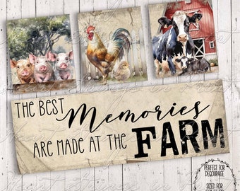 Primitive Best Memories Are Made At The Farm Art Design, Labels, Collage, Block Art, Shelf Sitter, Digital Download 2321
