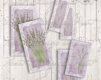 Lavender Printable Tags, Ephemera, Collage Sheet, 3 sizes, Instant Digital Download #1713