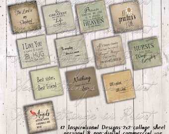 Farmhouse Inspirational 2x2 Printable, Collage, Primitive, Digital Download 1385