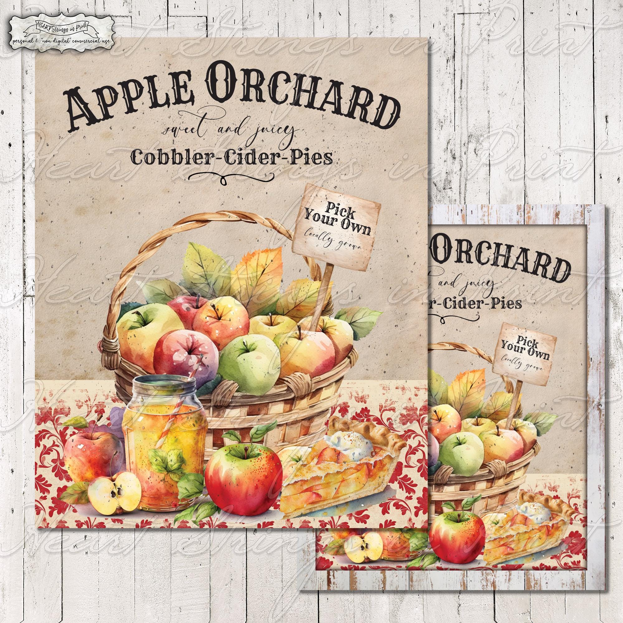 Summer Apple Orchard Sweet Juicy Print, Wall Art, 8x10, Printable