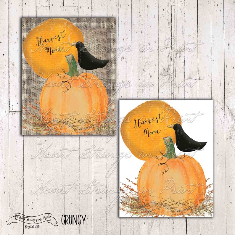 Harvest Moon Printable Primitive Print 8x10 Autumn Sign | Etsy