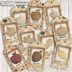 Autumn Grungy Printable Tag Bundle, Hang Tags, 2x3.5 inch, Collage Sheet, Instant Digital Download #1827