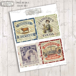 Vintage Farmhouse Label Printable, Coaster Designs, 4x4 Image Collage ...