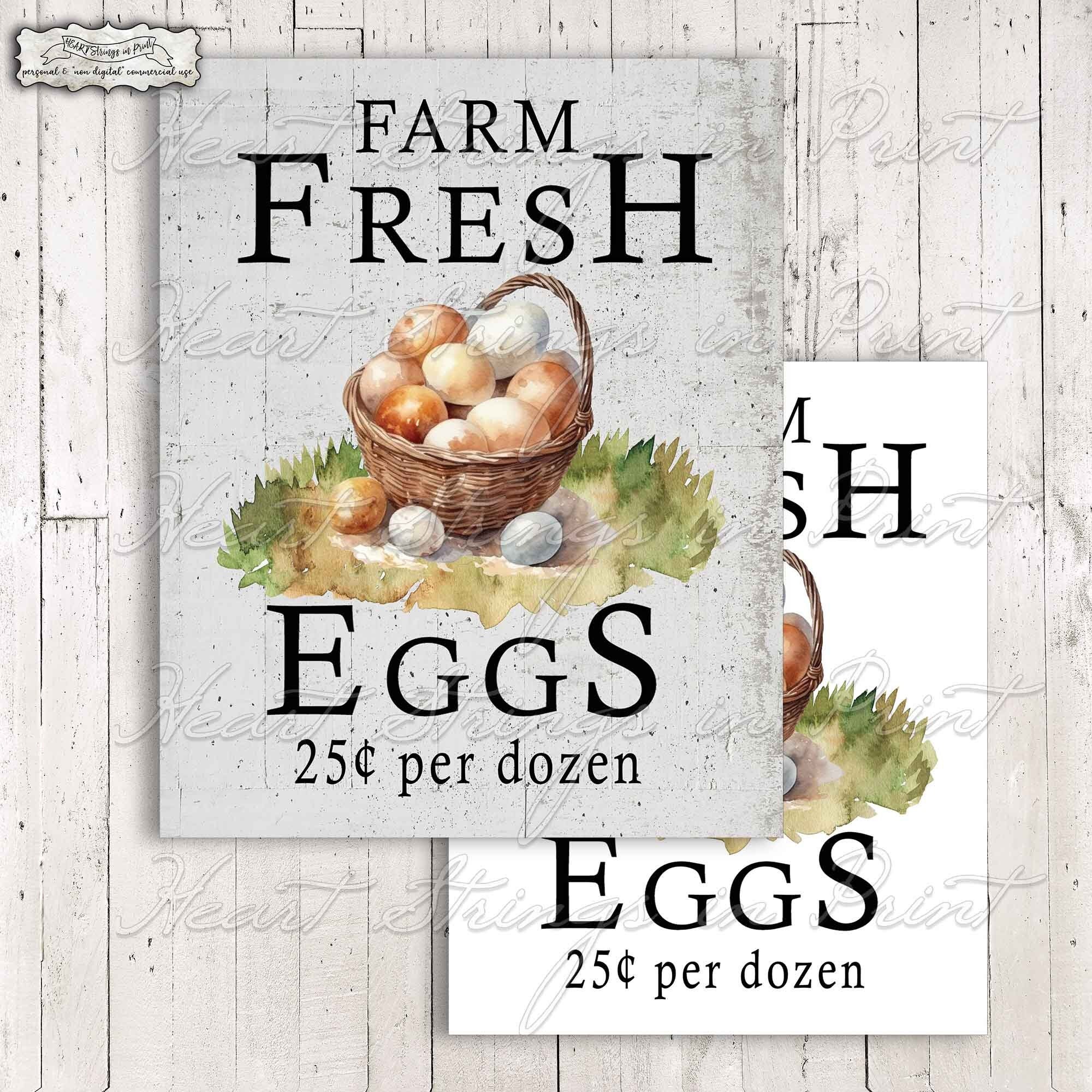 Farm Fresh Eggs Digital Print, 8x10 Art Sign, PNG, Sublimation, Printable, Farmhouse Wall Art, Primitive, Instant Download #2093