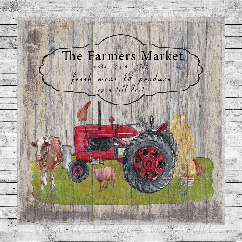 Farmers Market Printable 8x8 Sign PNG Transfer Design - Etsy
