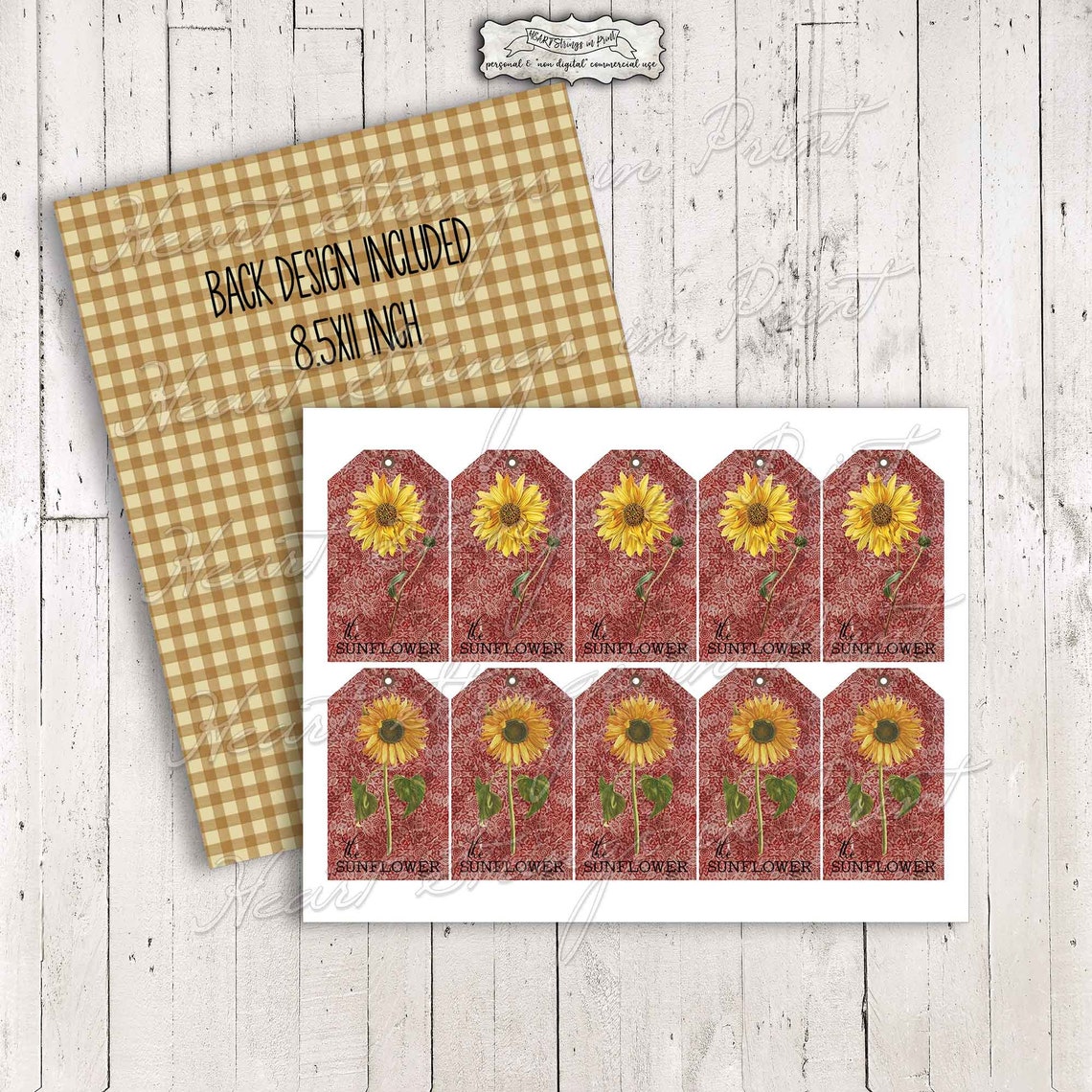 The Sunflower Printable Tags Ephemera Spring Gift Tags - Etsy