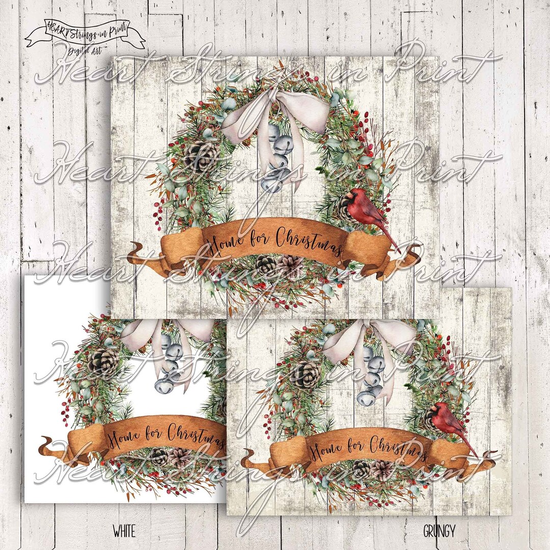 Home for Christmas Farmhouse Wreath Digital Print, Printable, 8x10 ...