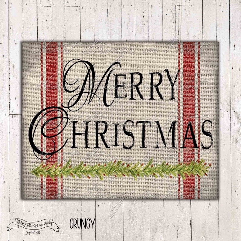 Merry Christmas Printable Primitive Print 8x10 Holiday Sign | Etsy