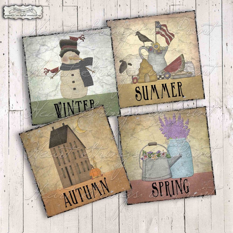 The Seasons Winter-spring-summer-autumn Printable, 4x4 Collage ...