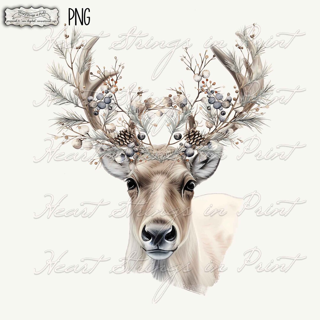 Winter Deer Printable, PNG & JPG, Sublimation, Transfer Design, Instant