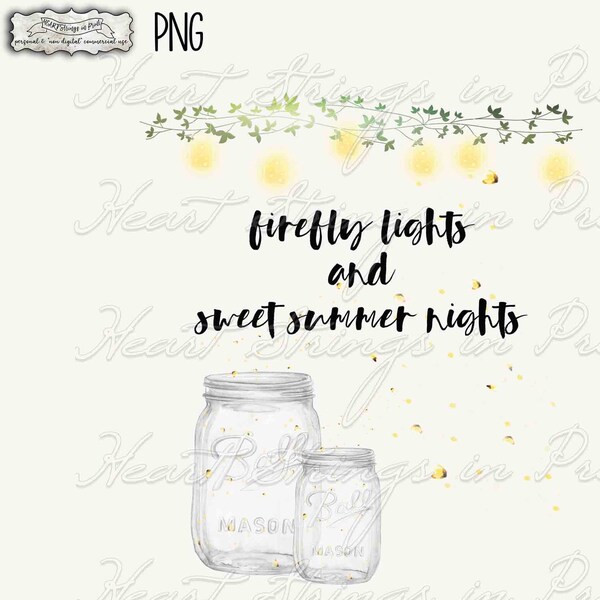 Firefly Lights And Sweet Summer Nights, Digital Art, PNG & JPG, Sublimation, Transfer, Instant Download, Non-Digital Commercial Use #1214PNG