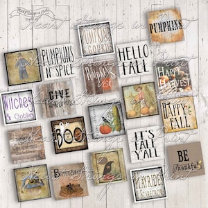 Autumn 2x2 Inch Image Digital Collage Sheets, Primitive, Printable, Instant Digital Download, JPG File #1640