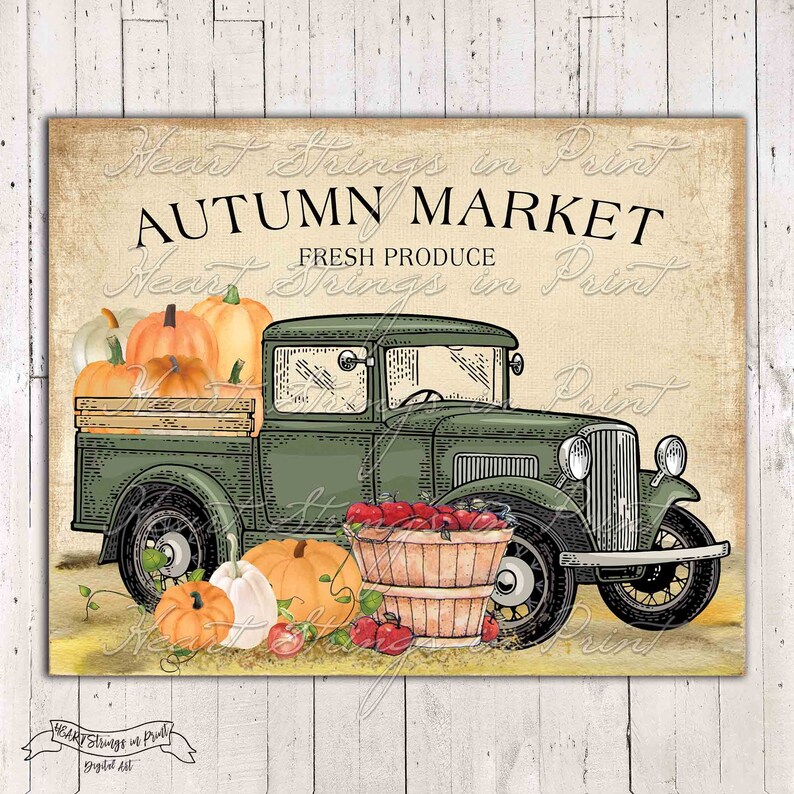 Autumn Market Fresh Produce Printable Primitive Print 8x10 | Etsy