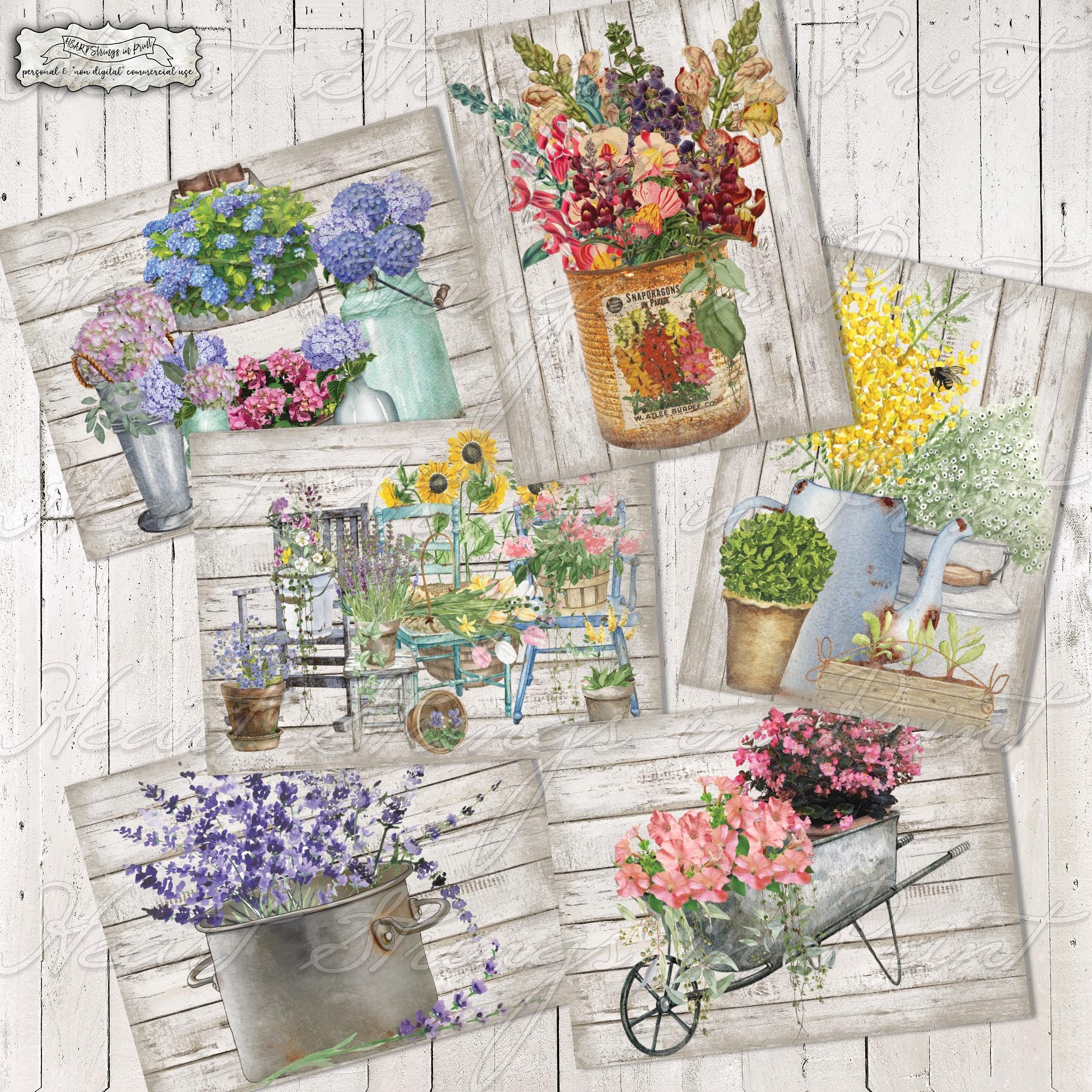 Floral Primitives Printable, Springtime 3x4 Collage, Digital Download ...