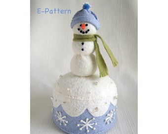 Snowman Pincushion PDF pattern felt craft instant download