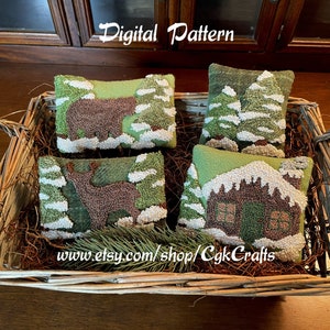 Schema digitale PDF per ricamo a punto punzonato su lana Winter Forest