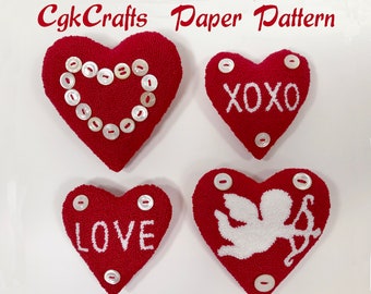 Valentine Hearts Punch Needle Bowl Fillers - Ornies Paper Pattern