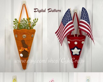 Wool Applique Spring/Summer Holidays Cone Pattern E-Pattern Instant Download