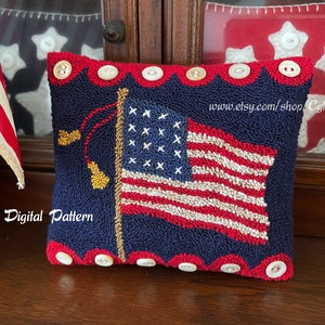 Patriotic Old Glory Punch Needle Digital E-Pattern Instant Download
