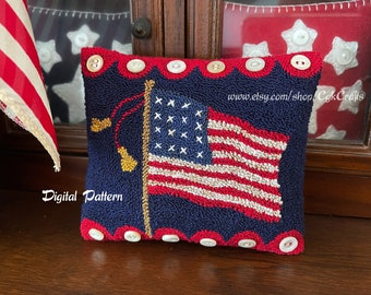 Patriotic Old Glory Punch Needle Digital E-Pattern Instant Download