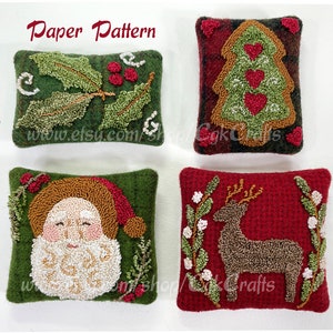 Christmas Punch Needle On Wool Bowl FIllers Paper Pattern