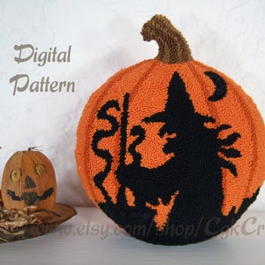 Witch's Brew Halloween Punch Needle Digital Pattern Sculpture/Ornie/Oil Can versions E-Pattern