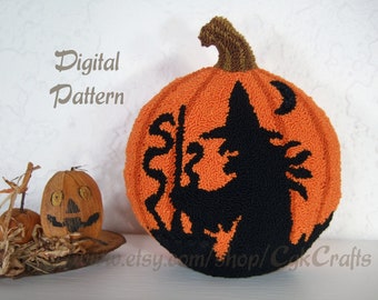 Witch's Brew Halloween Punch Needle Digital Pattern Sculpture/Ornie/Oil Can versions E-Pattern