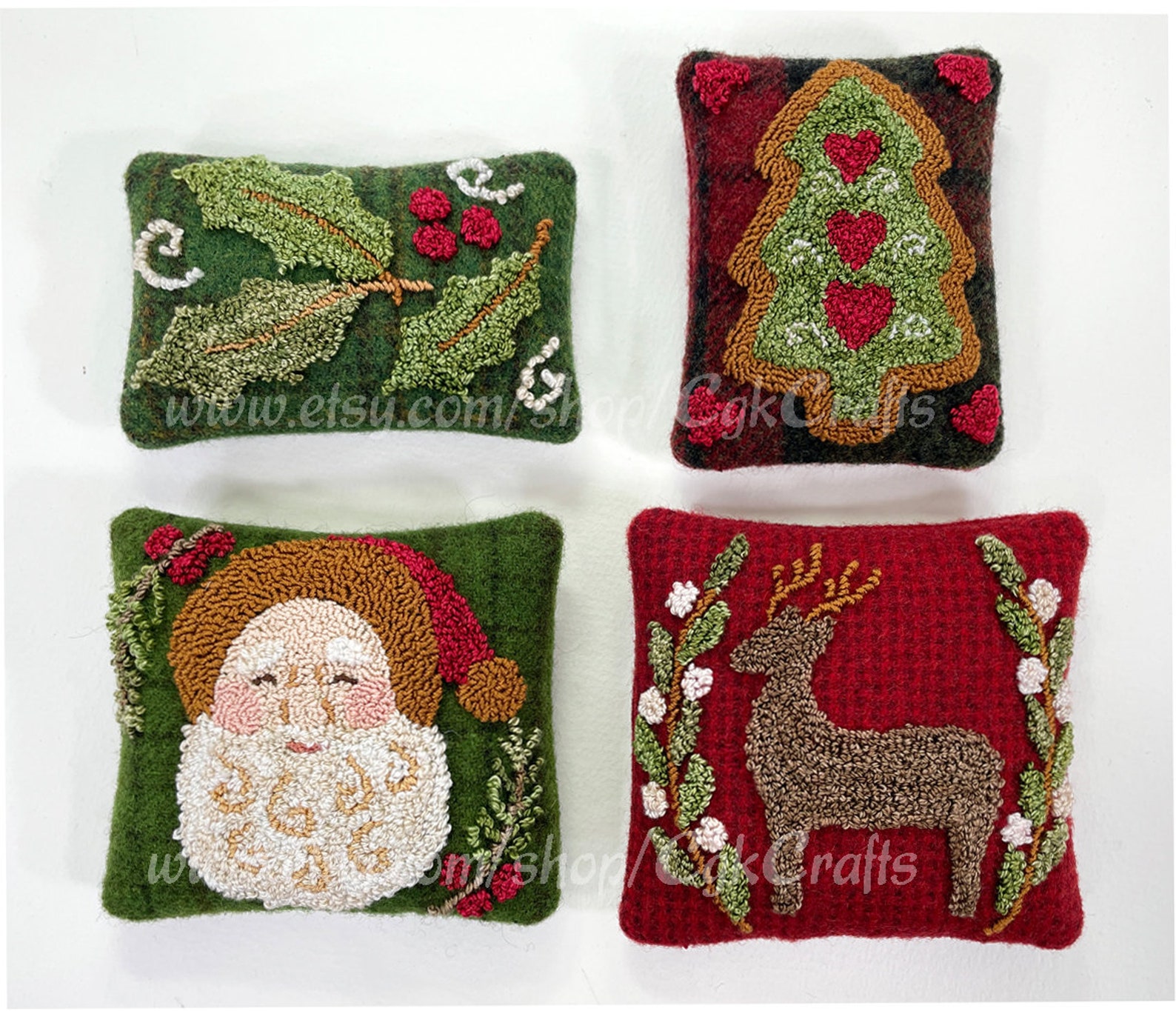 Christmas Punch Needle on Wool Bowl Fillers Digital PDF Pattern - Etsy