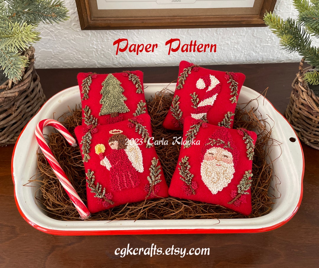 Christmas Holiday Punch Needle on Wool Bowl Fillers Paper (mailed ...