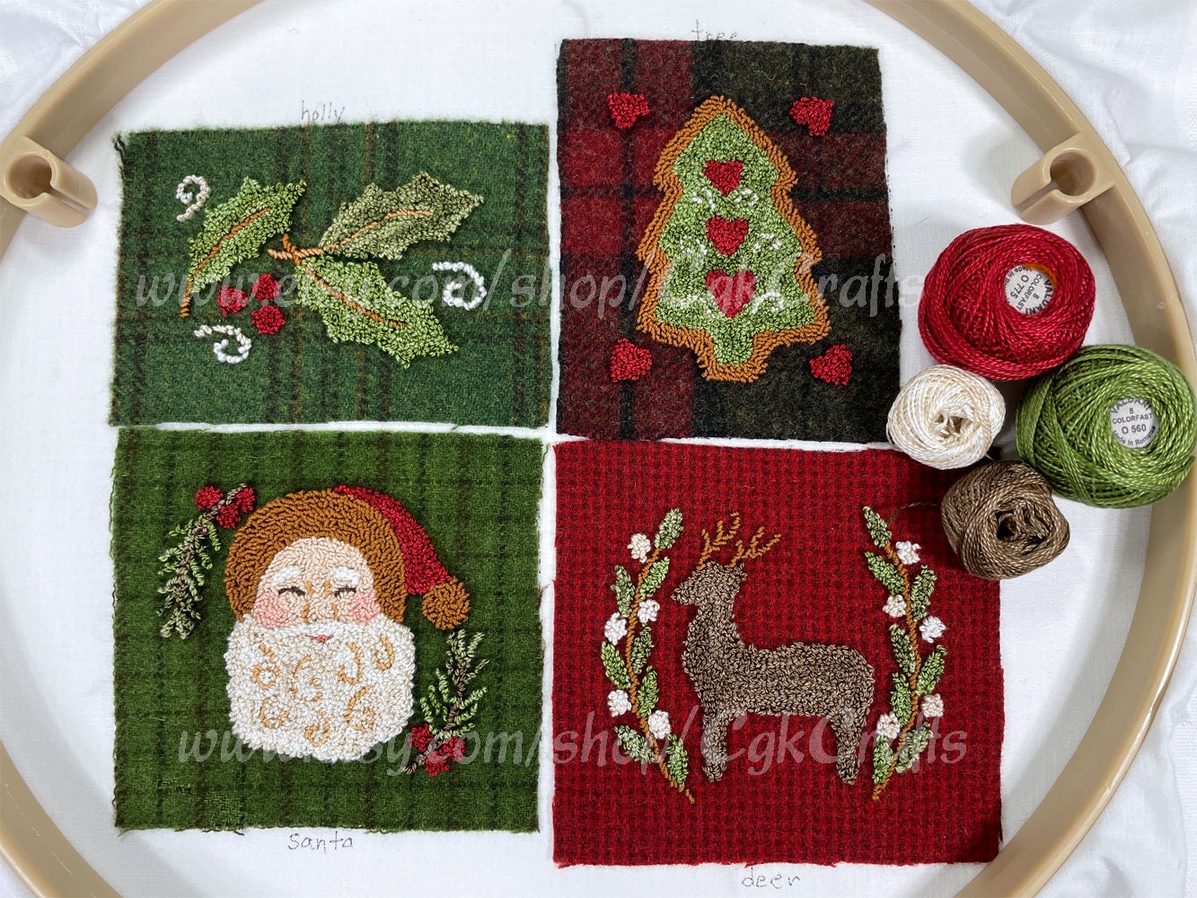 Christmas Punch Needle on Wool Bowl Fillers Digital PDF Pattern - Etsy