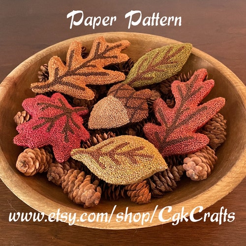 Autumn Fall Leaves/acorn Punch Needle Bowl Fillers Paper Etsy