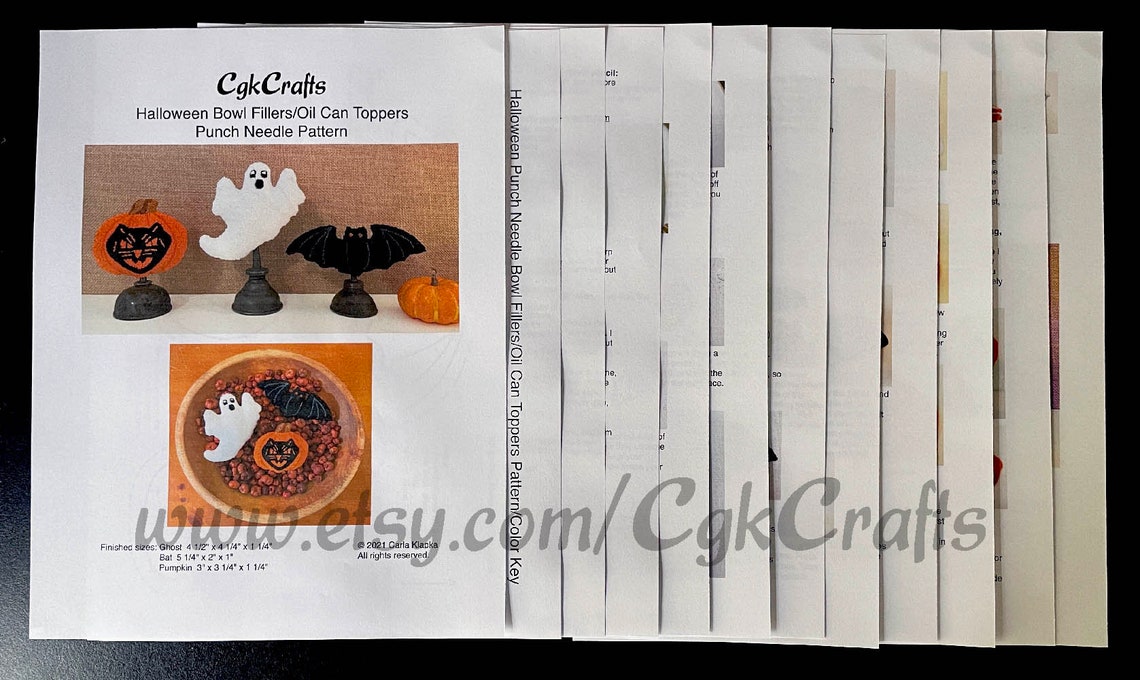 Halloween Punch Needle Digital Pattern Bowl Fillers/oil Can Toppers - Etsy