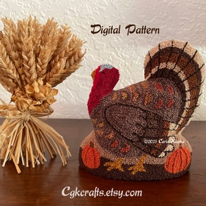 Thanksgiving Turkey Punch Needle Sculpture/Flat Digital Pattern