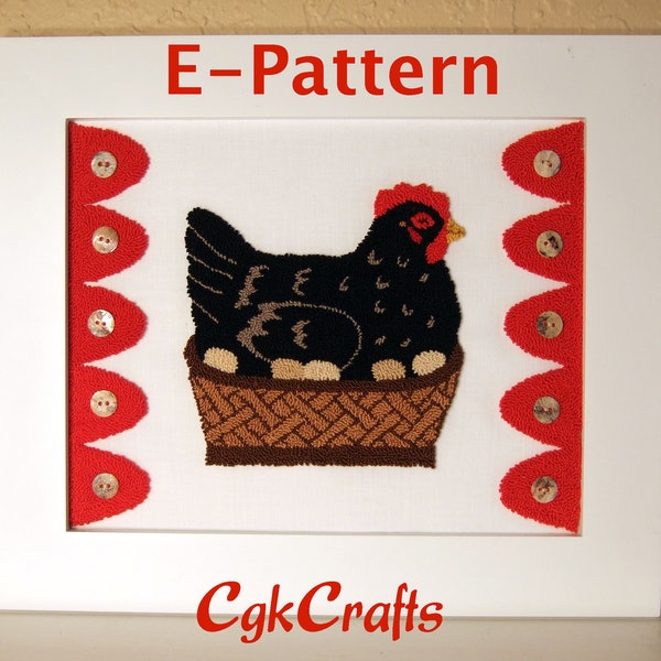 Chicken on Eggs Punch Needle Pattern PDF Instant Download E-Pattern