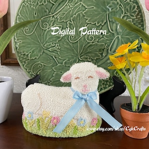 Easter Lamb Cake Spring Lamb Punch Needle Digital E-Pattern Instant Download