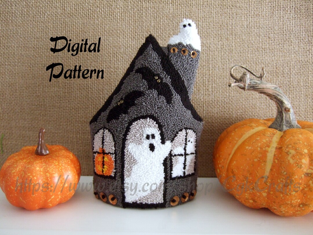 Haunted House Halloween Punch Needle Digital E Pattern Etsy