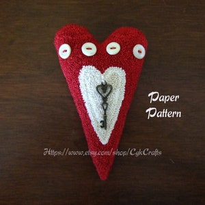 Valentine Key To My Heart Punch Needle Pattern Paper Pattern