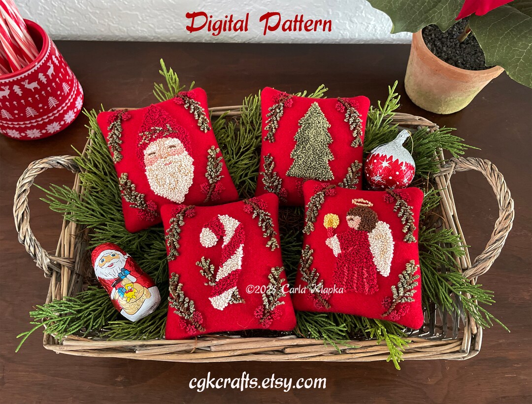 Christmas Holiday Punch Needle on Wool Digital Pattern PDF - Etsy