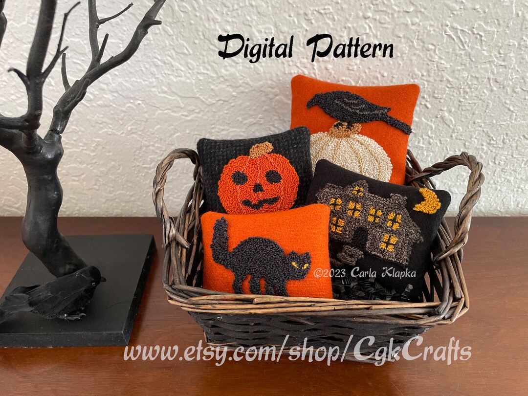 Halloween Punch Needle on Wool Bowl Fillers PDF Epattern - Etsy